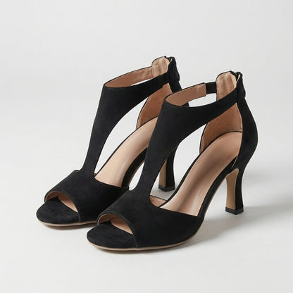 Architectural Cutout Peep-Toe Stiletto Heeled Sandals for Evening Elegance