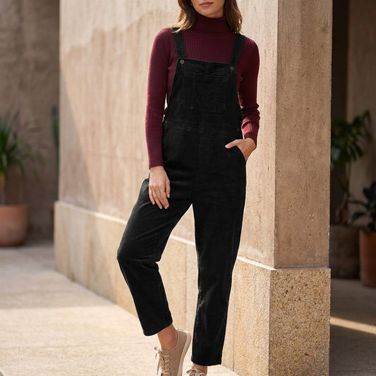 Oversized Ribbed Jumpsuit Set with Long-Sleeve Layer and Utility Pockets