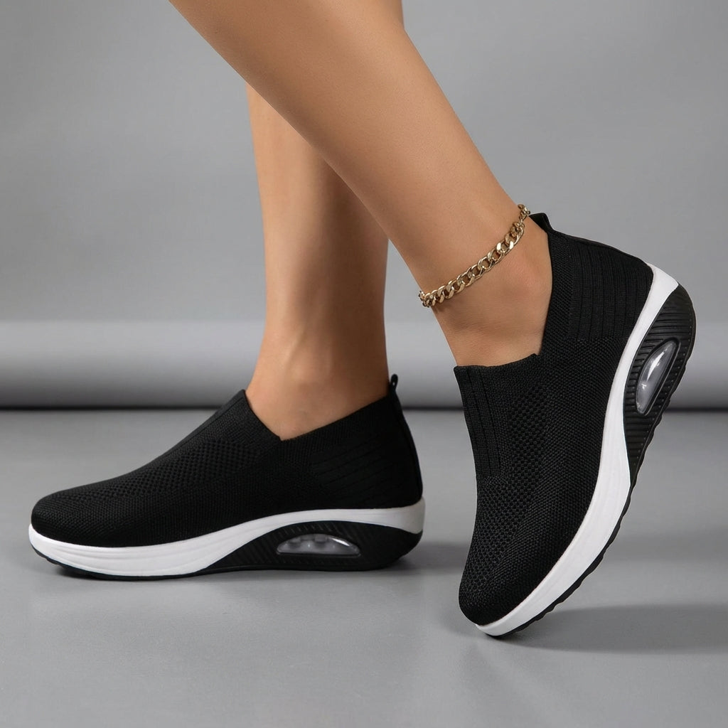 Ella Knit Mesh Orthopedic Slip-On Shoes with Ribbed Ankle Cuff