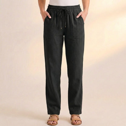 Relaxed Ankle-Length Pants with Drawstring Waist and Pockets