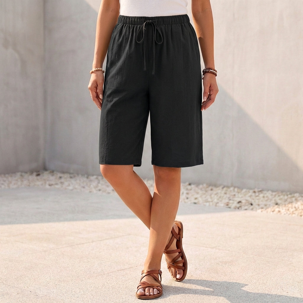 Relaxed Fit Bermuda Shorts with Drawstring Waist