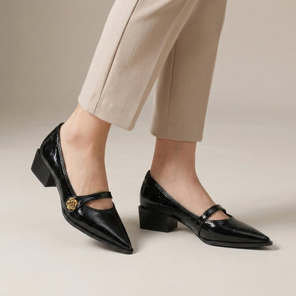 Vienna Pointed Toe Mary Jane Heels with Elegant Minimalist Strap
