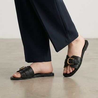 Buckled Slide Sandals with Minimalist Coastal Luxe Design