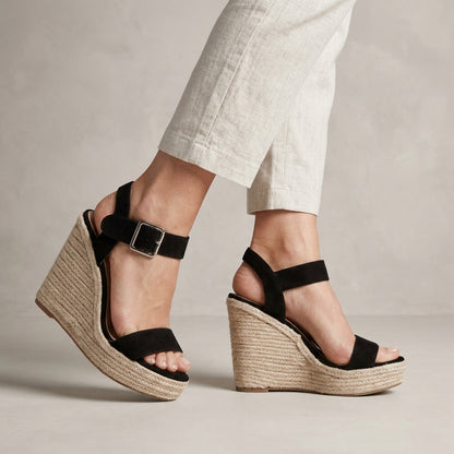 Casual Espadrille Wedge Sandals with Adjustable Ankle Strap