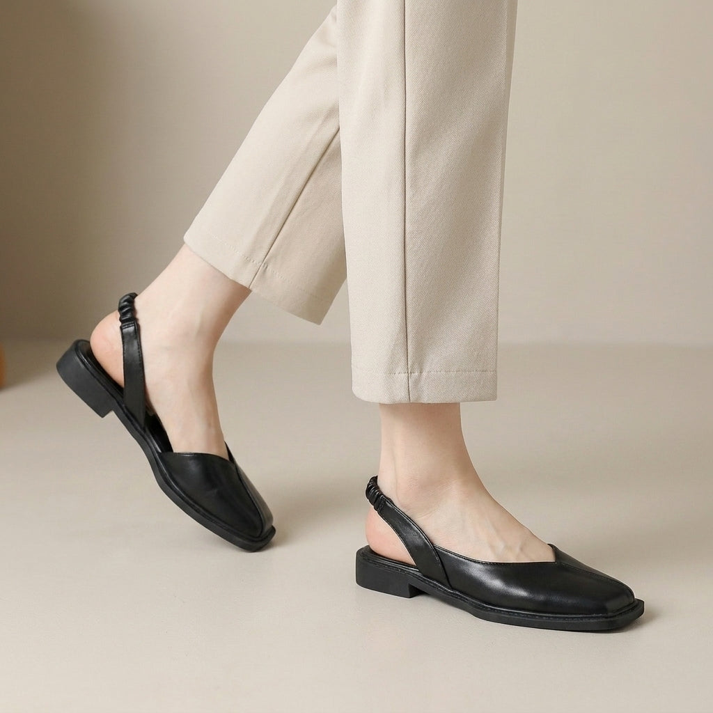 Minimalist Square-Toe Slingback Flats for Effortless Everyday Style
