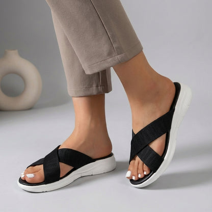 Cushioned Criss-Cross Knit Slide Orthopedic Sandals