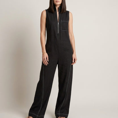 Relaxed Sleeveless Zip-Neck Wide-Leg Jumpsuit