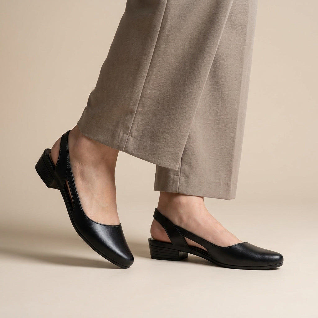 Sleek Pointed-Toe Low Block Heel Slingback Sandals for Daywear