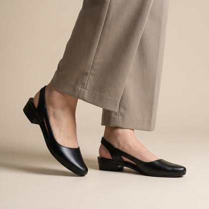 Sleek Pointed-Toe Low Block Heel Slingback Sandals for Daywear