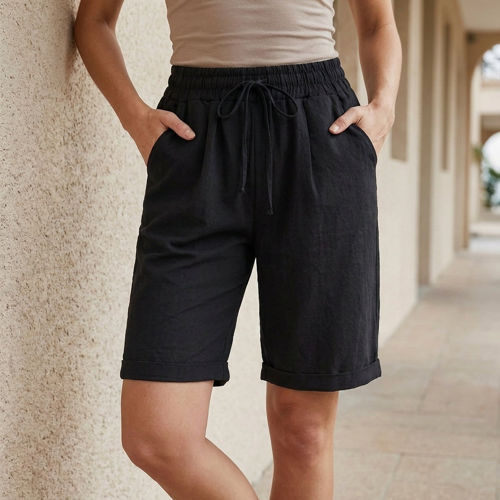 Coastal Ease Drawstring Bermuda Shorts