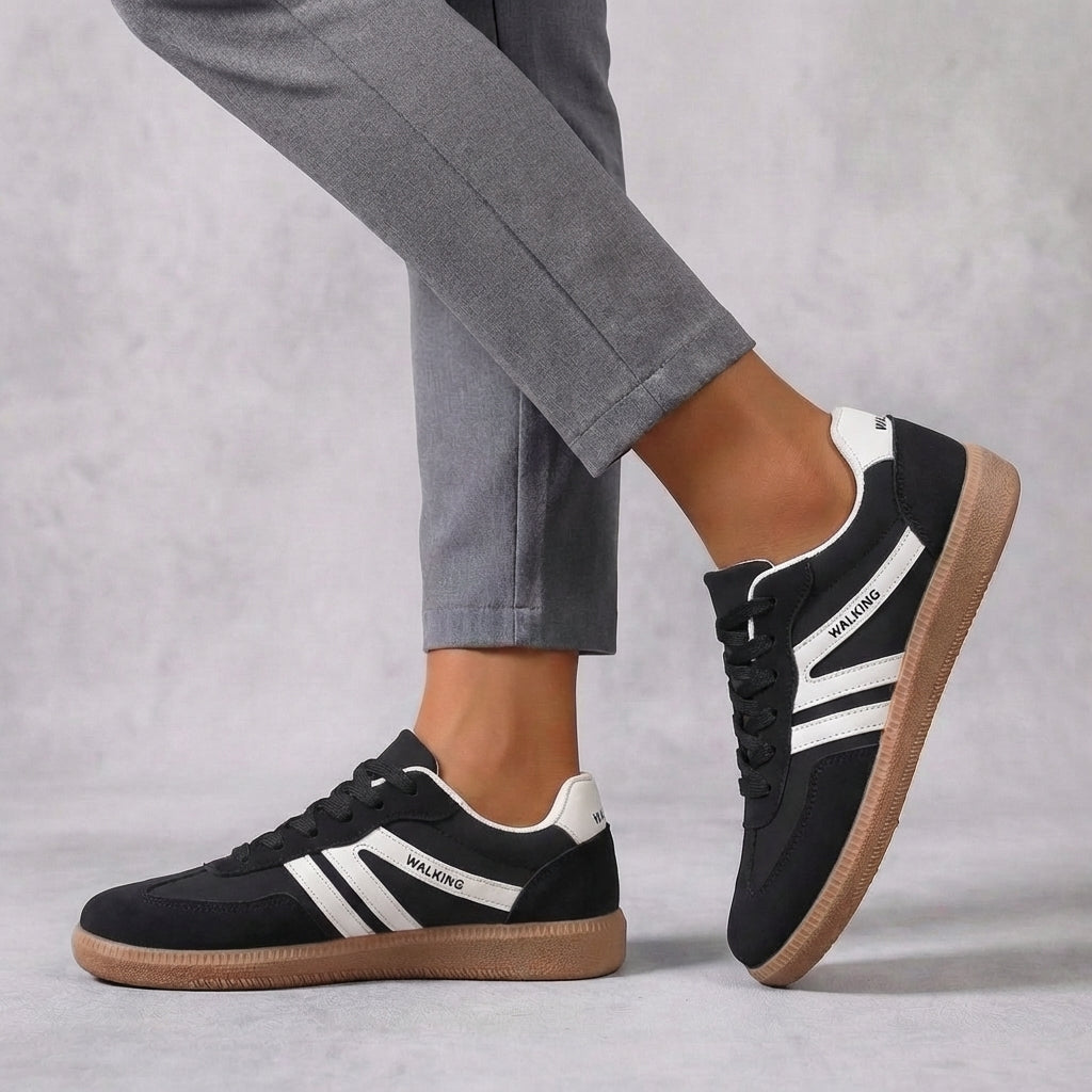 Contemporary Low-Top Lace-Up Sneakers with Signature Striped Detail