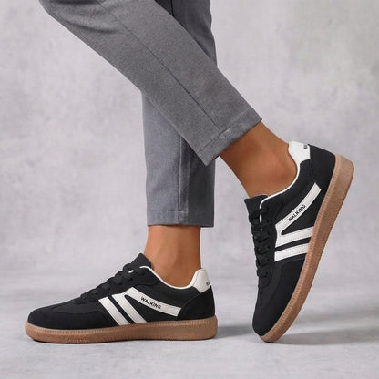Contemporary Low-Top Lace-Up Sneakers with Signature Striped Detail