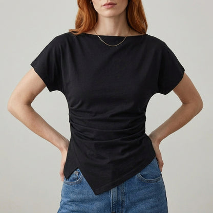 Midnight Muse Asymmetrical Draped Statement Top