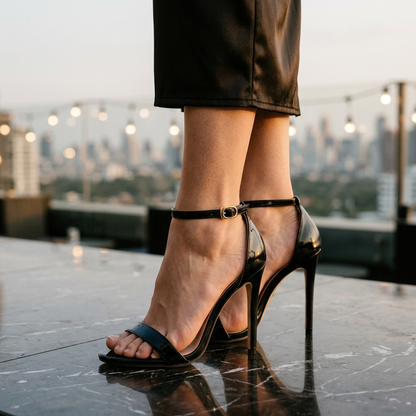 Spike Heel Dress Sandals with Ankle Strap Closure