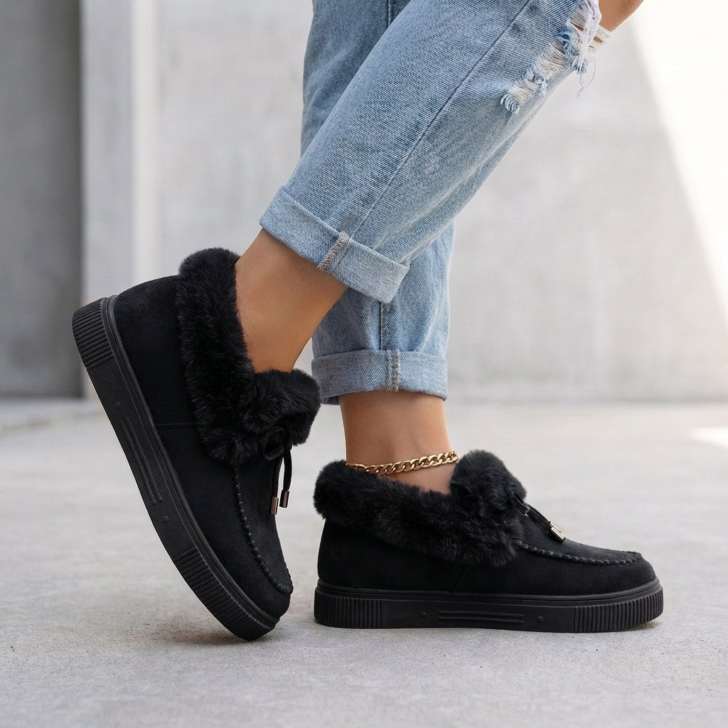 Ankle Boots with Luxe Faux Fur Trim and Moccasin Detailing