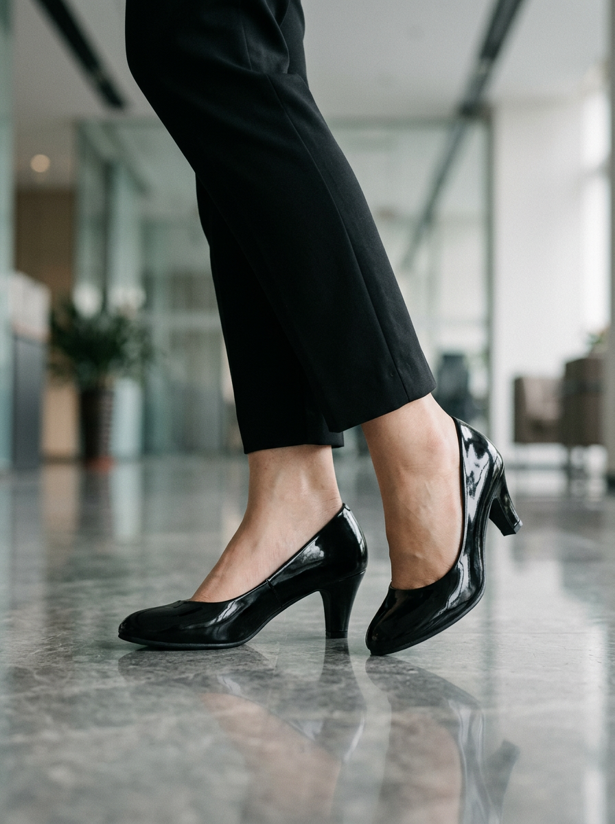 Elegant Glossy Medium Heel Pumps for Sophisticated Occasions