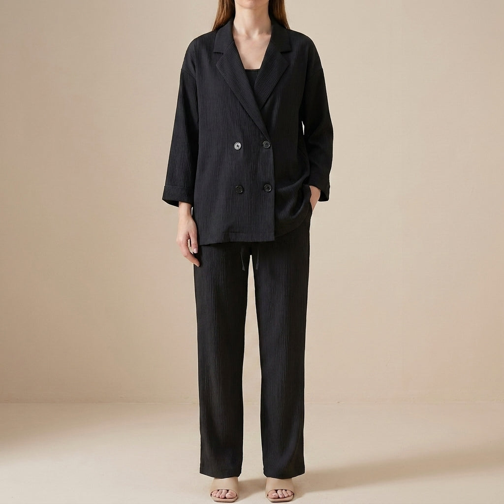 Refined Relaxed Blazer and Wide-Leg Trouser Set
