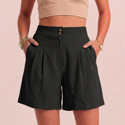 Relaxed Paperbag Waist Shorts with Tailored Side Pockets