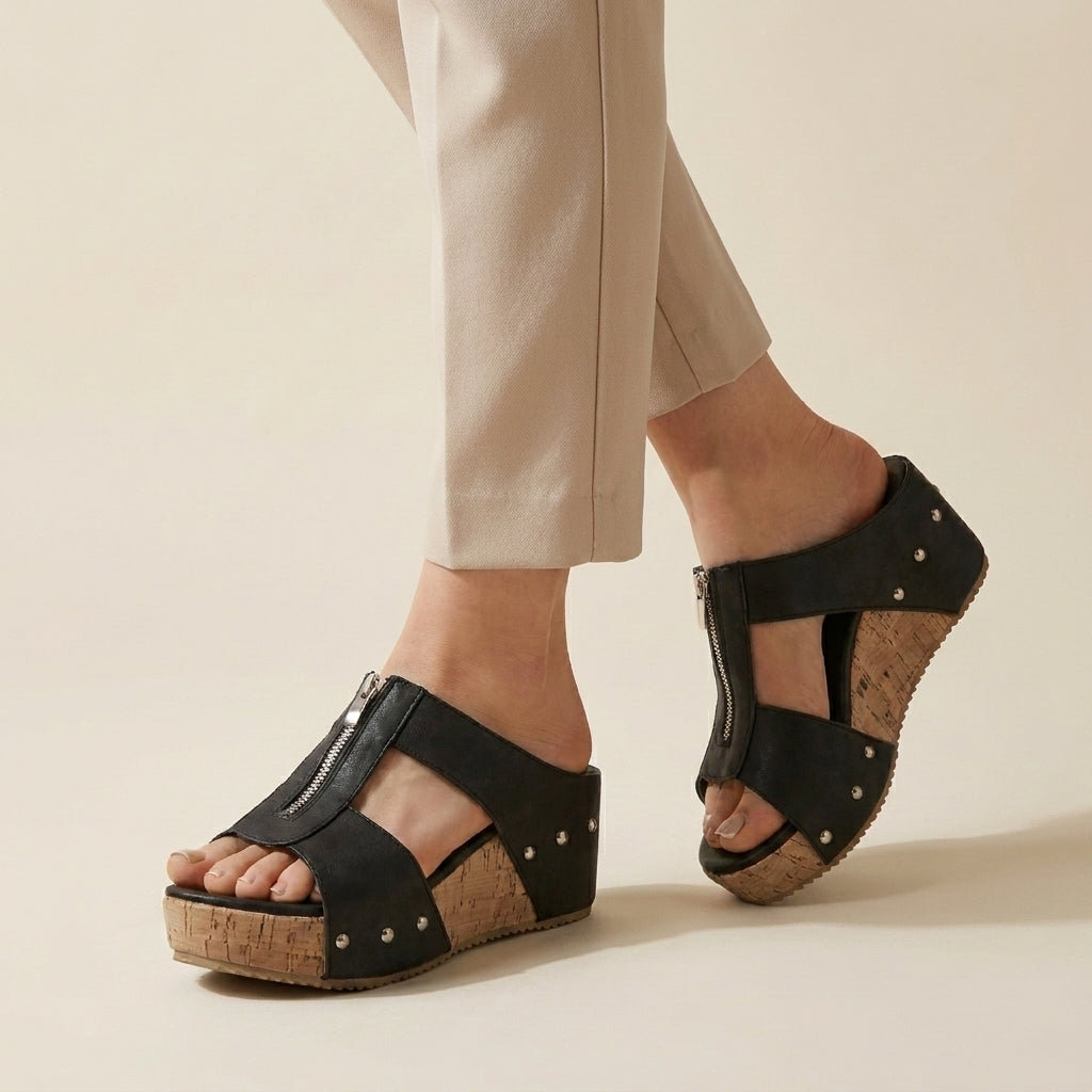 Riviera Cork Platform Comfort Slide Sandals