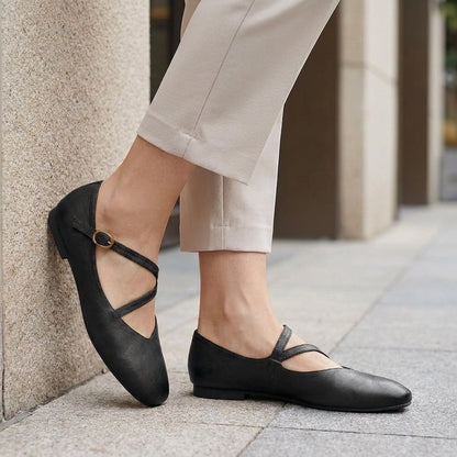Classic Cross-Strap Mary Jane Ballet Flats