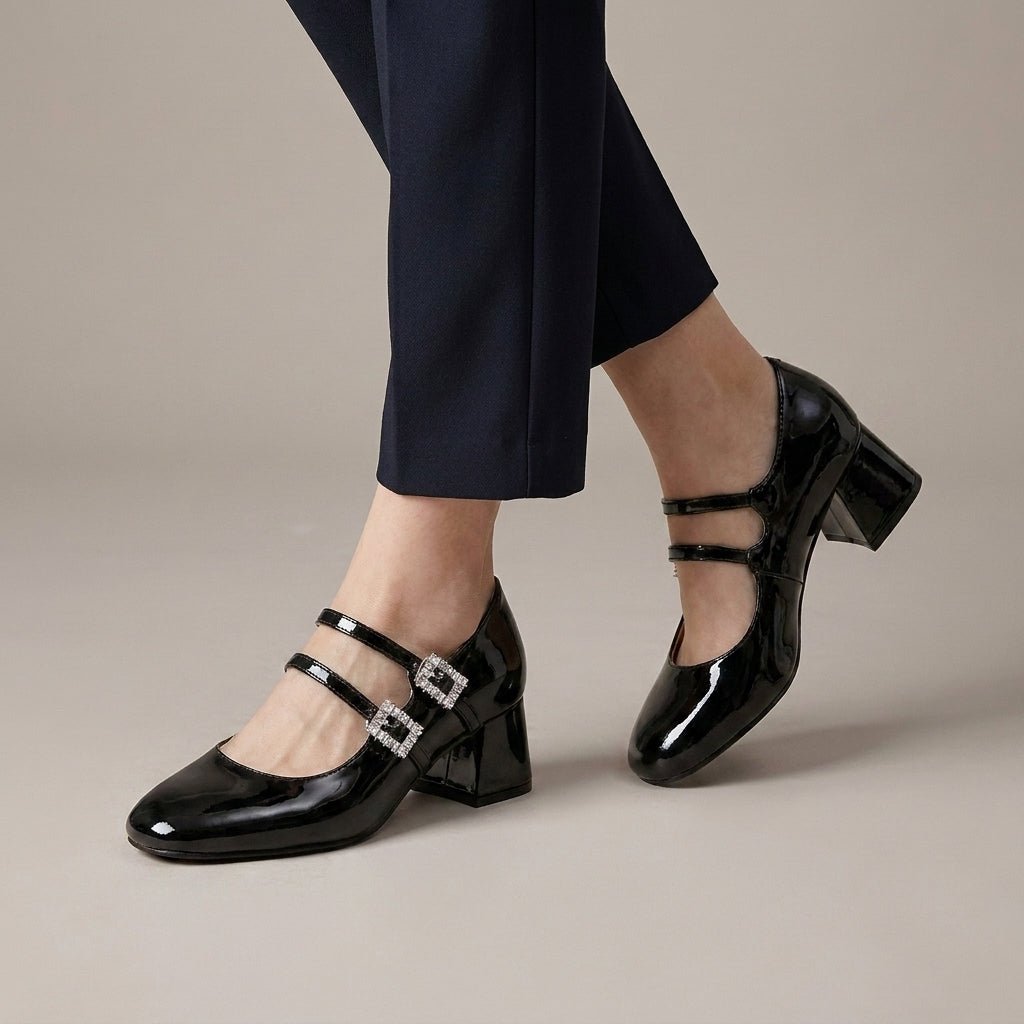 Chic Double Strap Mary Jane Heels with Polished Feminine Silhouette