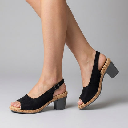 Open Toe Slingback Block Heel Sandals