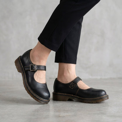 Structured Mary Jane Shoes with Buckle Strap and Chunky Sole