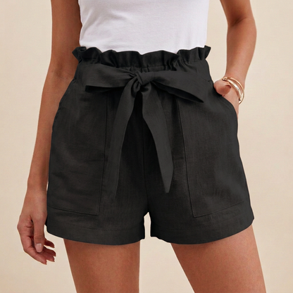 Relaxed Paperbag Waist Shorts with Self-Tie Belt and Pockets