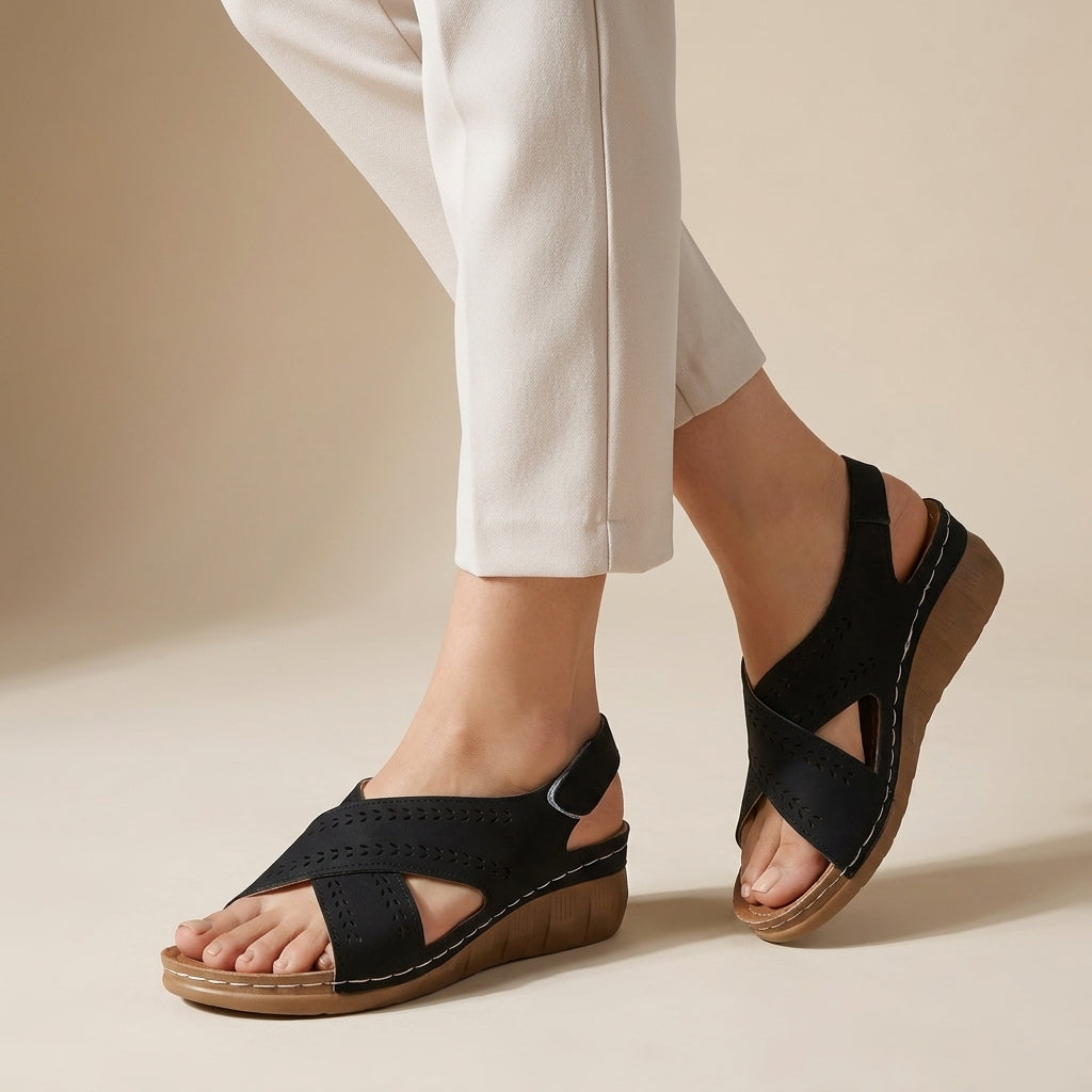 Coastal Breeze Cutout Slingback Comfort Sandals