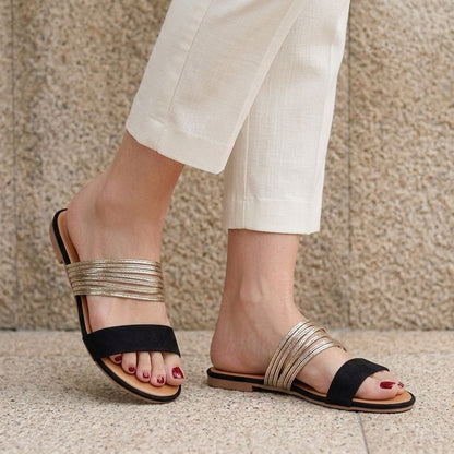 Sienna Metallic Wrap Strap Slide Sandals