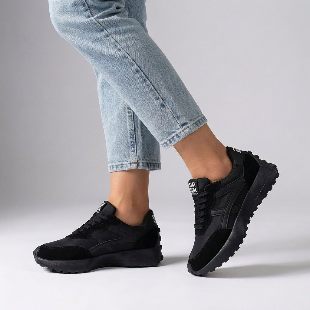 Modern Lace-Up Chunky Sole Sneakers with Bold Graphic Detail