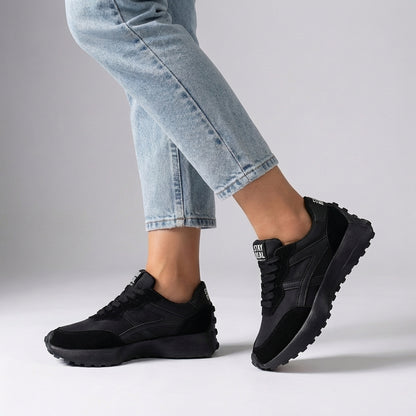 Modern Lace-Up Chunky Sole Sneakers with Bold Graphic Detail