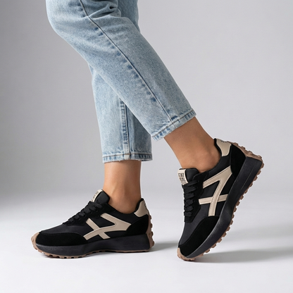 Modern Lace-Up Chunky Sole Sneakers with Bold Graphic Detail