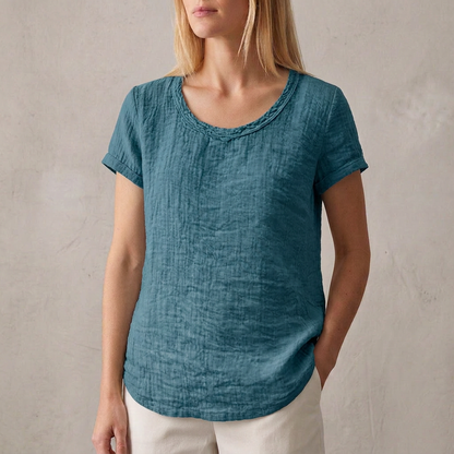 Relaxed Fit T-Shirt with Rounded Hem and Cuffed Sleeves