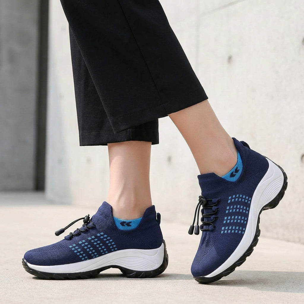 Orthotic Slip-On Walking Sneakers with Breathable Knit and Cushioned Sole Set