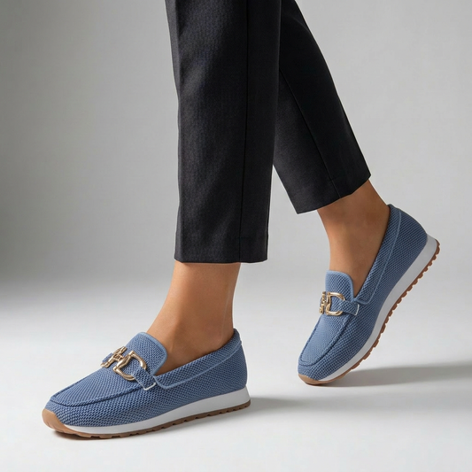 Relaxed Knit Loafers with Gold-Tone Bit and Elevated Platform Sole