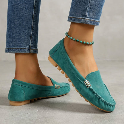 Classic Suede Driving Orthopedic Moccasins with Metallic Accents