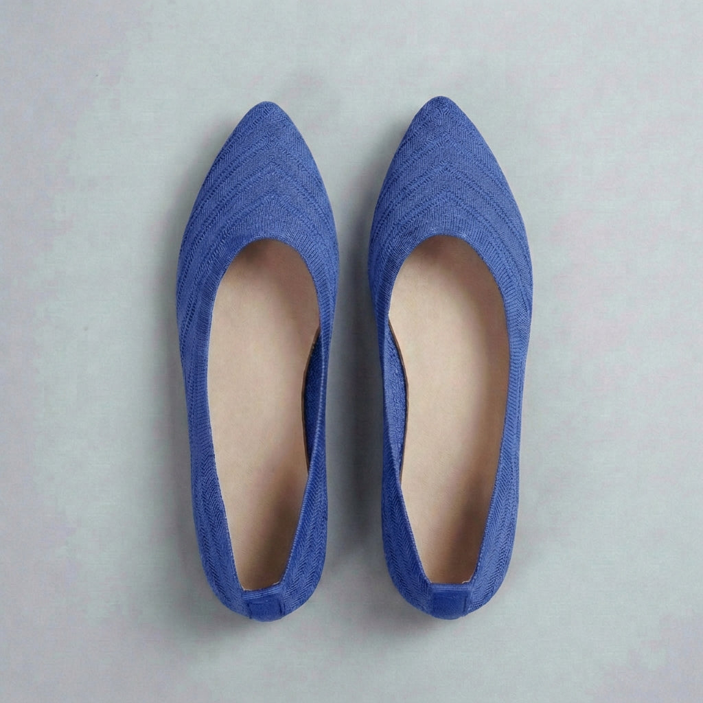 Textured Chevron Knit Pointed Toe Slip-On Flats for Refined Everyday Elegance