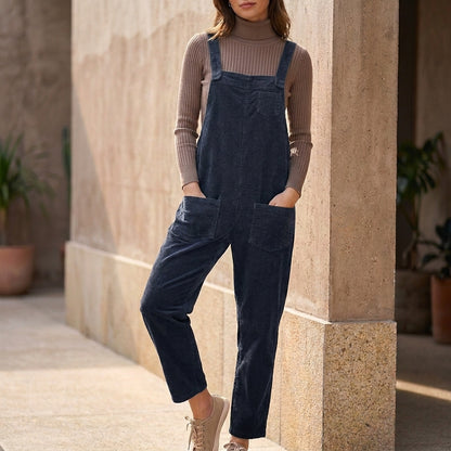 Oversized Ribbed Jumpsuit Set with Long-Sleeve Layer and Utility Pockets