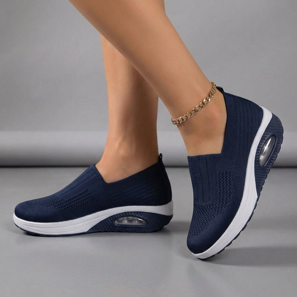 Ella Knit Mesh Orthopedic Slip-On Shoes with Ribbed Ankle Cuff