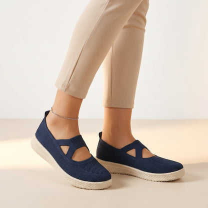 Women’s Breathable Knit Slip-On Sneakers with Cushioned Platform