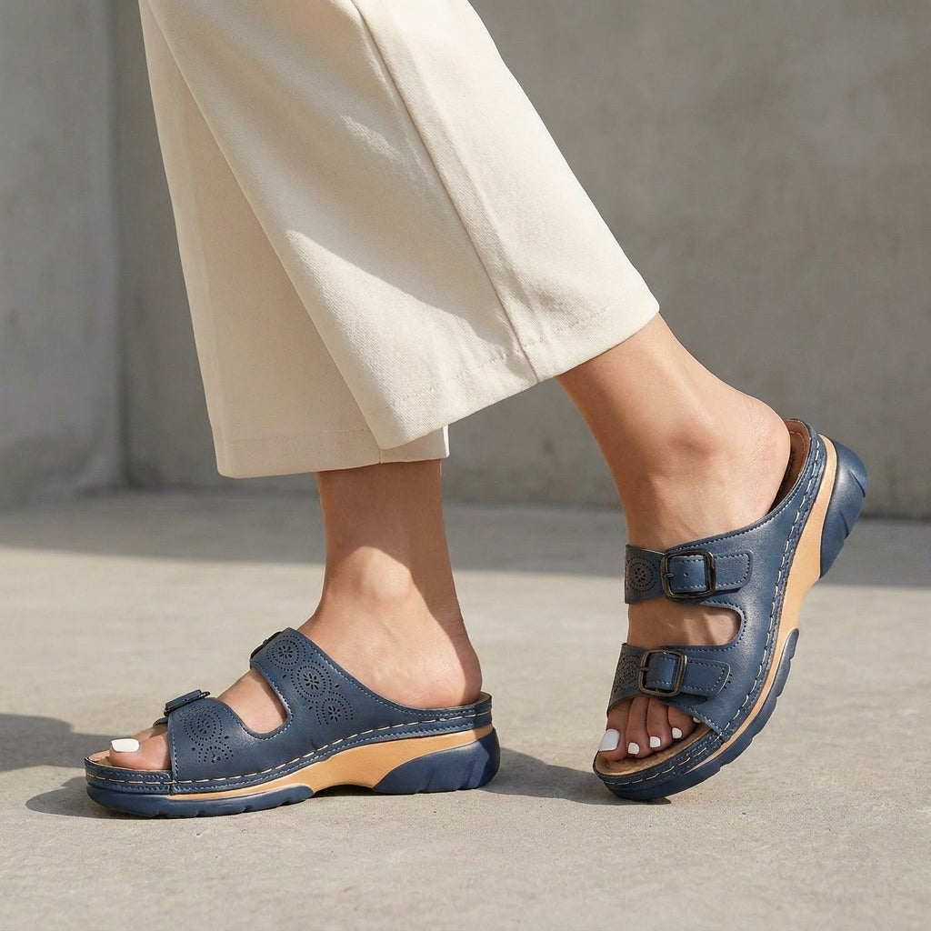 Structured Orthopedic Sandals with Adjustable Buckle Straps and Contoured Sole