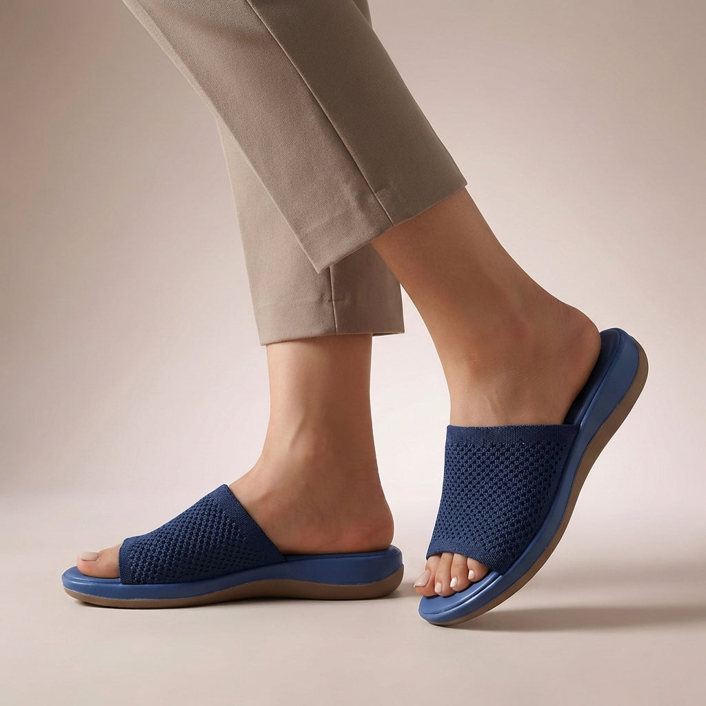 Elevated Knit Slide Sandals with Contoured Footbed for Effortless Elegance