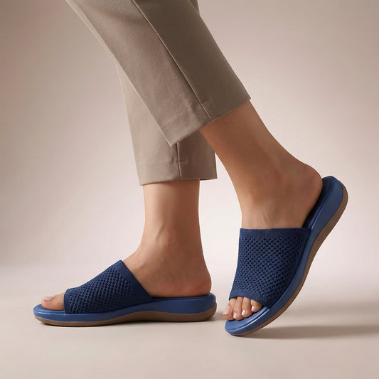 Elevated Knit Slide Sandals with Contoured Footbed for Effortless Elegance