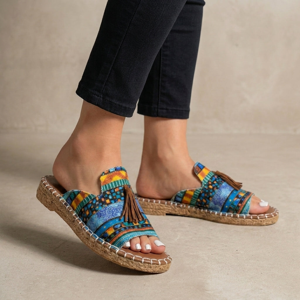 Bohemian Tassel Accent Slide Sandals for Everyday Escapes