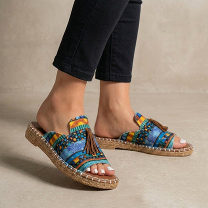 Bohemian Tassel Accent Slide Sandals for Everyday Escapes