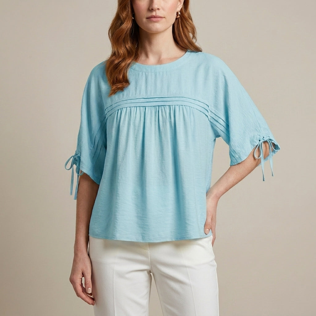Buttercup Breeze Gathered Sleeve Relaxed Blouse