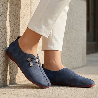 Marina Vintage Button Accent Comfort Flats