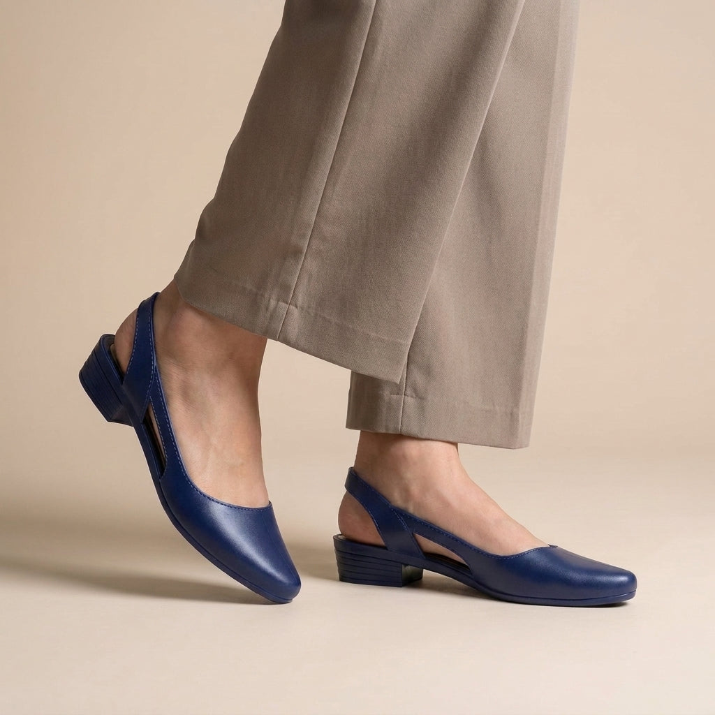 Sleek Pointed-Toe Low Block Heel Slingback Sandals for Daywear