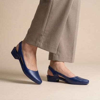 Sleek Pointed-Toe Low Block Heel Slingback Sandals for Daywear